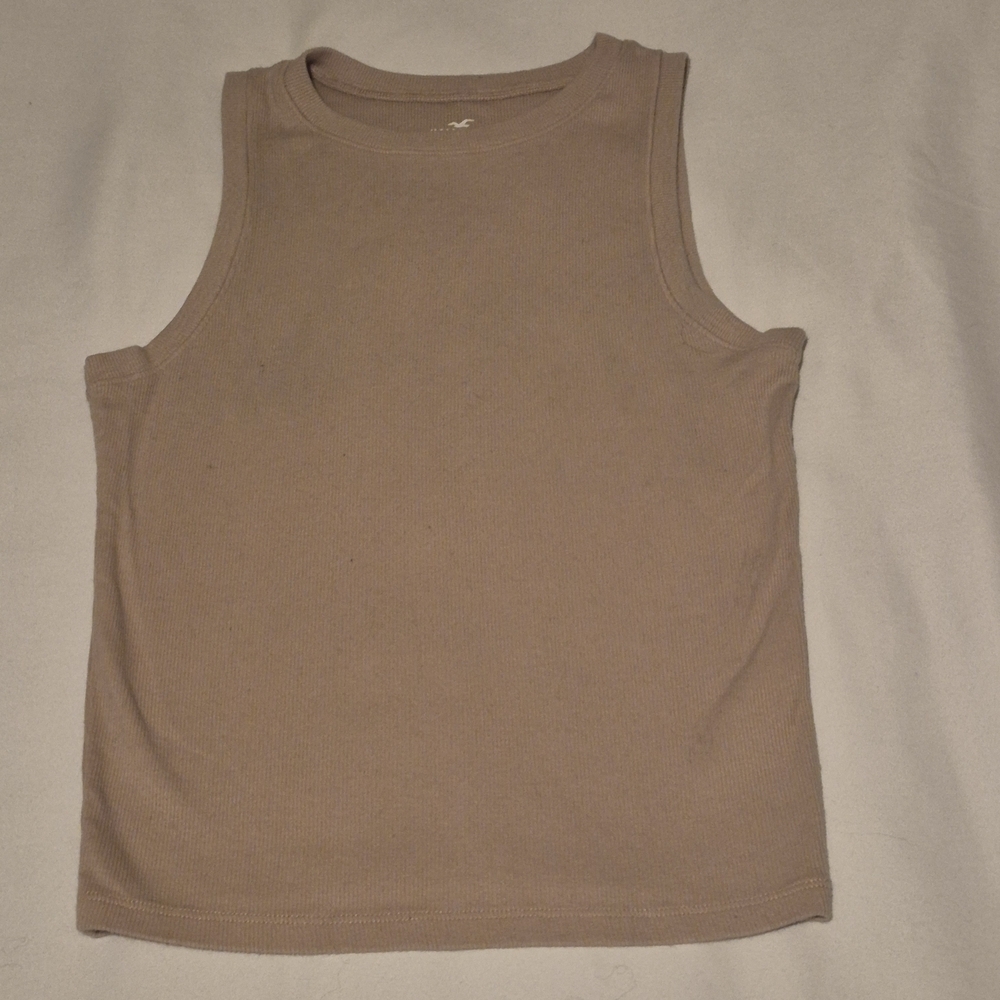 Hollister Tan Ribbed High Neck Tank Top Medium Soft Stretch